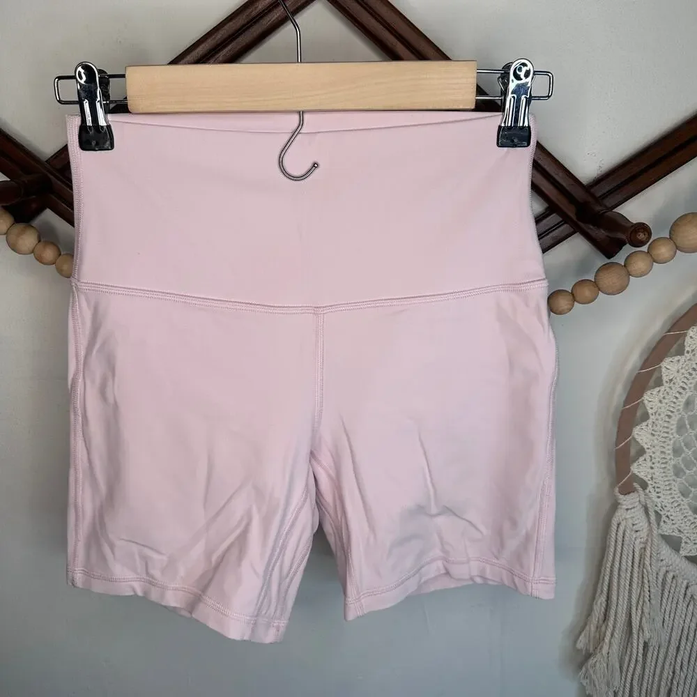 Lululemon Align Hi Rise Strawberry Milkshake Pink Biker Shorts - Picture 1 of 4
